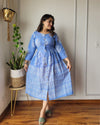 Indiehaat | Blockprinted Cotton Long Dress Blue