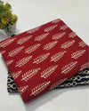 Indiehaat | Pure Cotton Red Suit Blockprinted
