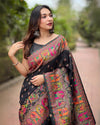 Indiehaat | Pashmina Silk Meenakari Weaving Black Saree