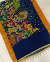 Indiehaat | Mangalagiri Silk Handpainted Maroon Dupatta