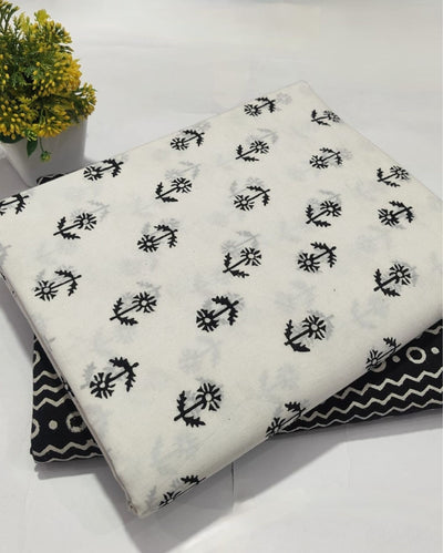 Indiehaat | Blockprinted Cotton Suit (Top & Bottom) White