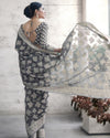 Indiehaat | Banarasi Silk Chikankari Weaving Gray Saree