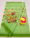 Moss Green Kota Doria Kalamkari Saree|Blouse Piece|Indiehaat