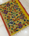 Indiehaat | Mangalagiri Silk Handpainted Yellow Dupatta