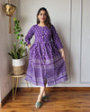 Indiehaat | Blockprinted Cotton Long Dress Purple