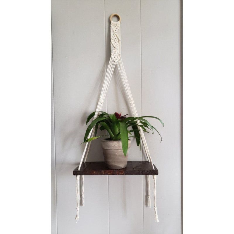 Macrame White Plant Hangers-Indiehaat