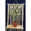 Macrame Off White Plant Hangers With Pine Wood-Indiehaat