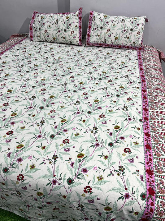 Cotton King Size Double Bedsheet (Size: 90" x 108") - IndieHaat Off-White Color with 2 Pillow Cover (Size: 18" x 27") - IndieHaat