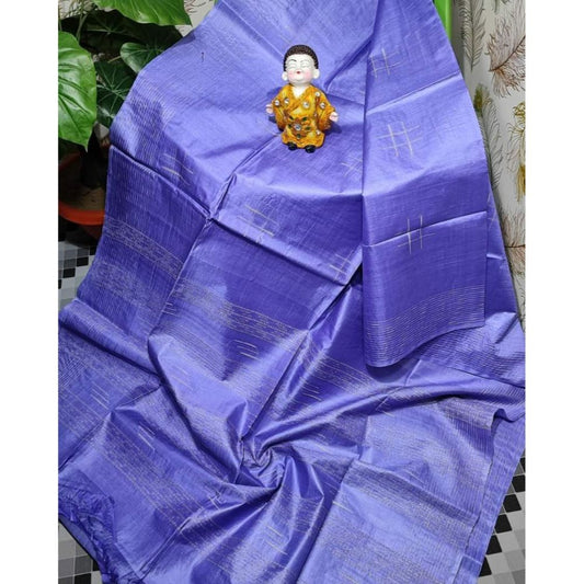 Katan Dark Slate Blue Silk Saree Weaving Design with Blouse-Indiehaat