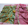 Silkmark Certified Tussar Silk Handloom Handblock Printed Green and Maroon Saree with Blouse-Indiehaat
