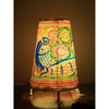 Indiehaat | Peacock Kalamkari Handpainted Standing Round Leather Lamp | 9 Inch
