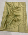 Maheshwari Tissue Silk Saree Pale Khaki Brown Color with running blouse - IndieHaat
