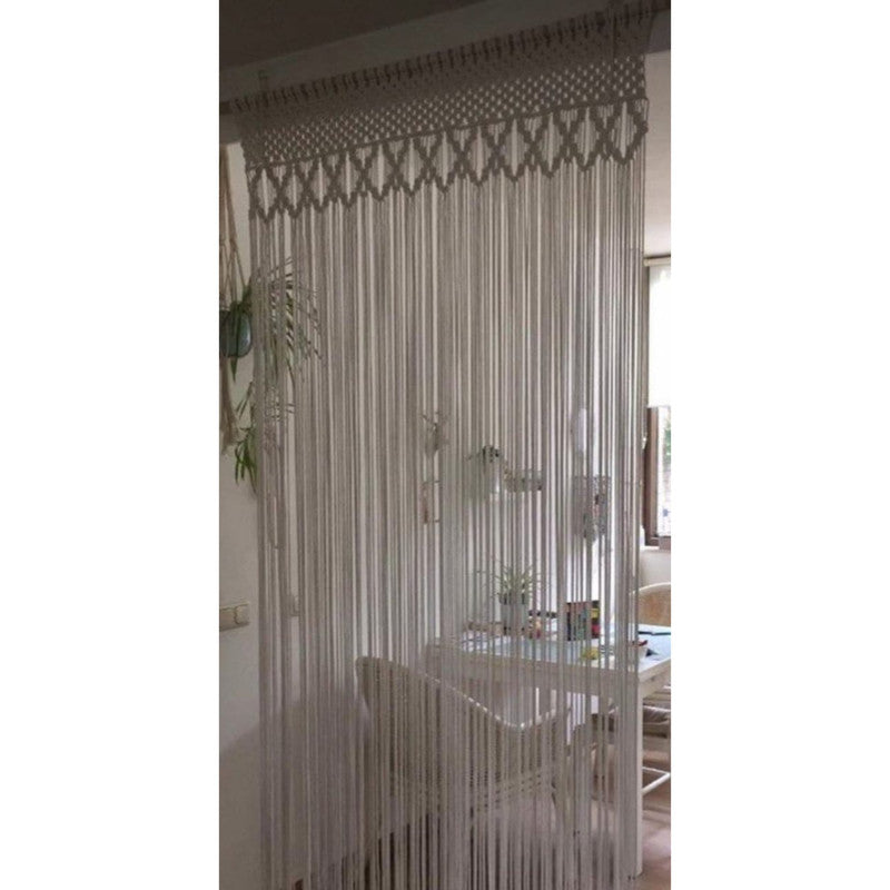 Macrame White Curtain (7 feet X 4 feet)-Indiehaat