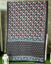IndieHaat | Mulmul Cotton Black Saree Handblock Printed Running Blouse Bagru Ajrakh Dabu