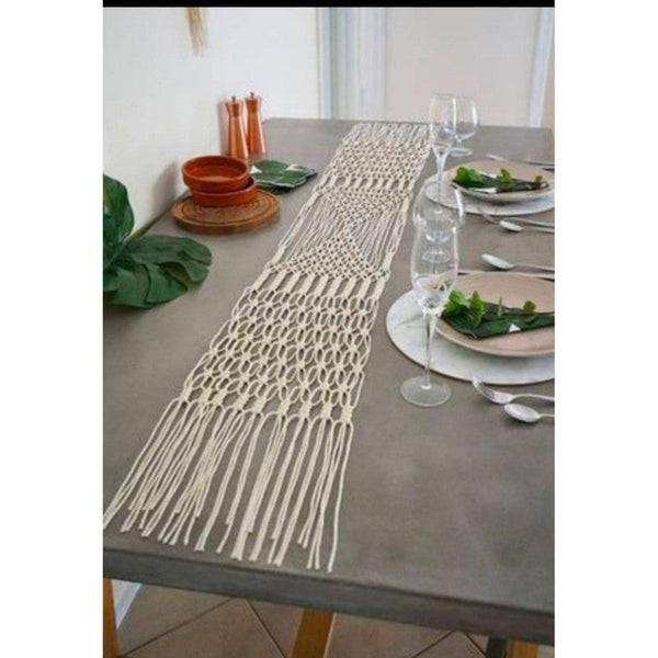 Macrame White Table Bed Runner Indiehaat Indiehaat macrame-white-table-bed-runner-indiehaat-indiehaat