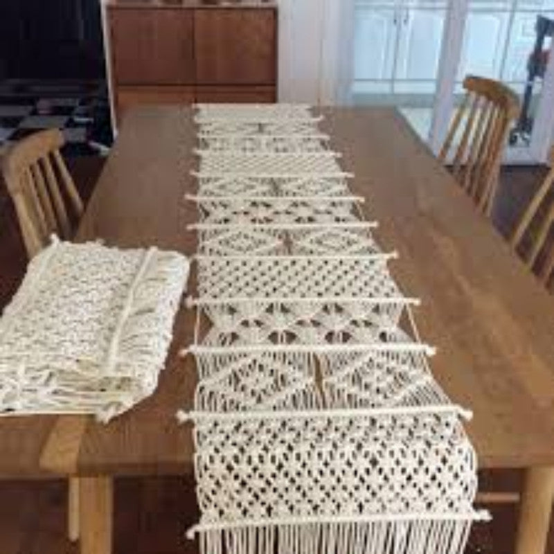 Macrame White Table Bed Runner Indiehaat Indiehaat macrame-white-table-bed-runner-indiehaat-indiehaat