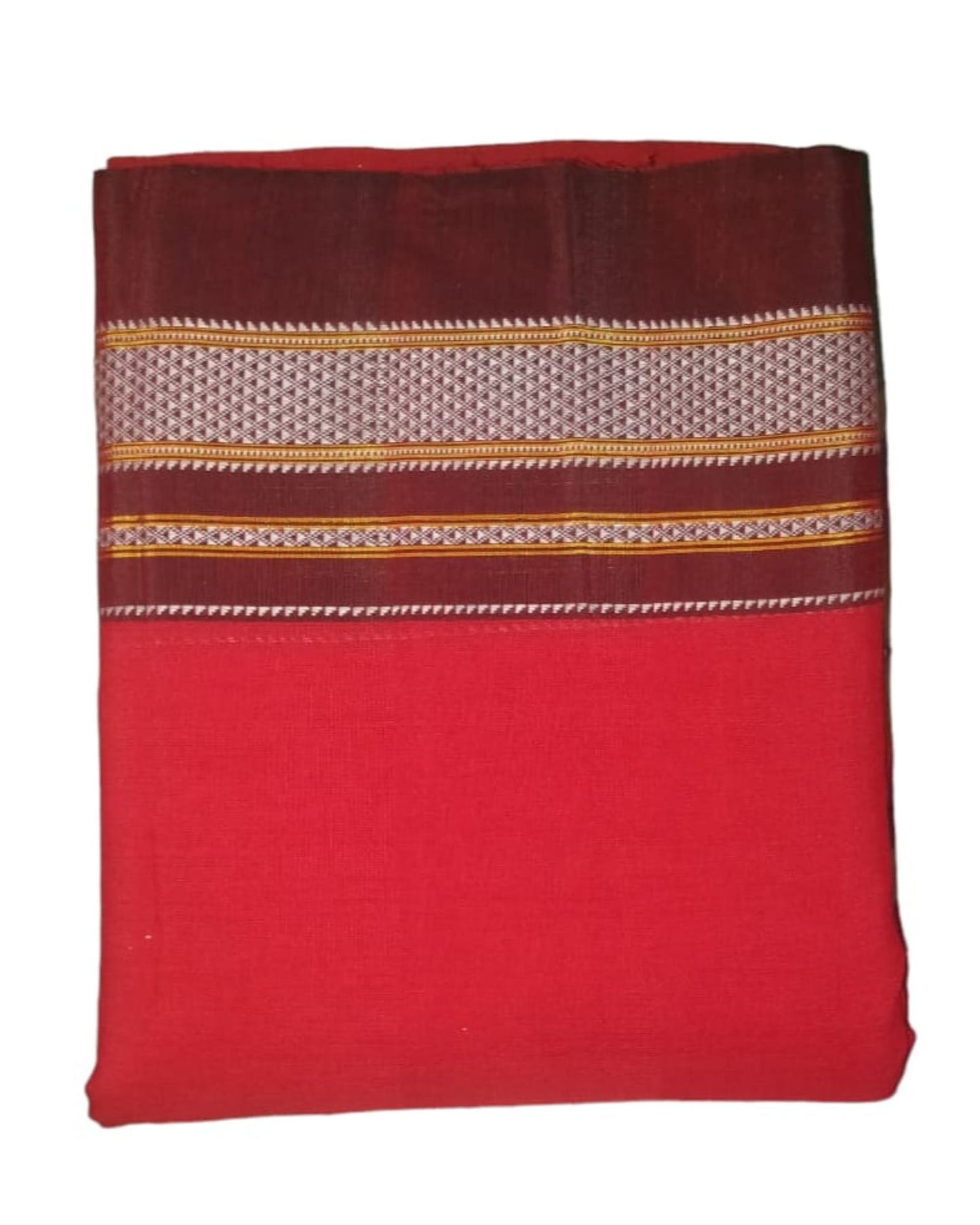 Pure Cotton Handloom Ilkal Saree Red Color with running blouse - IndieHaat