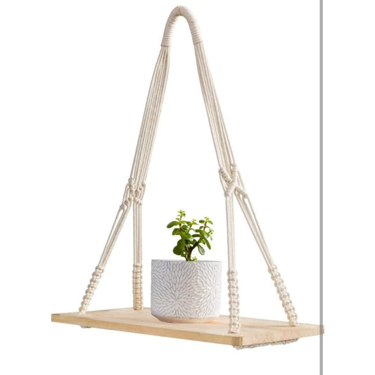 Macrame Wooden Plant Holder 
Size 18X 26 , Wood Size 18X6-Indiehaat