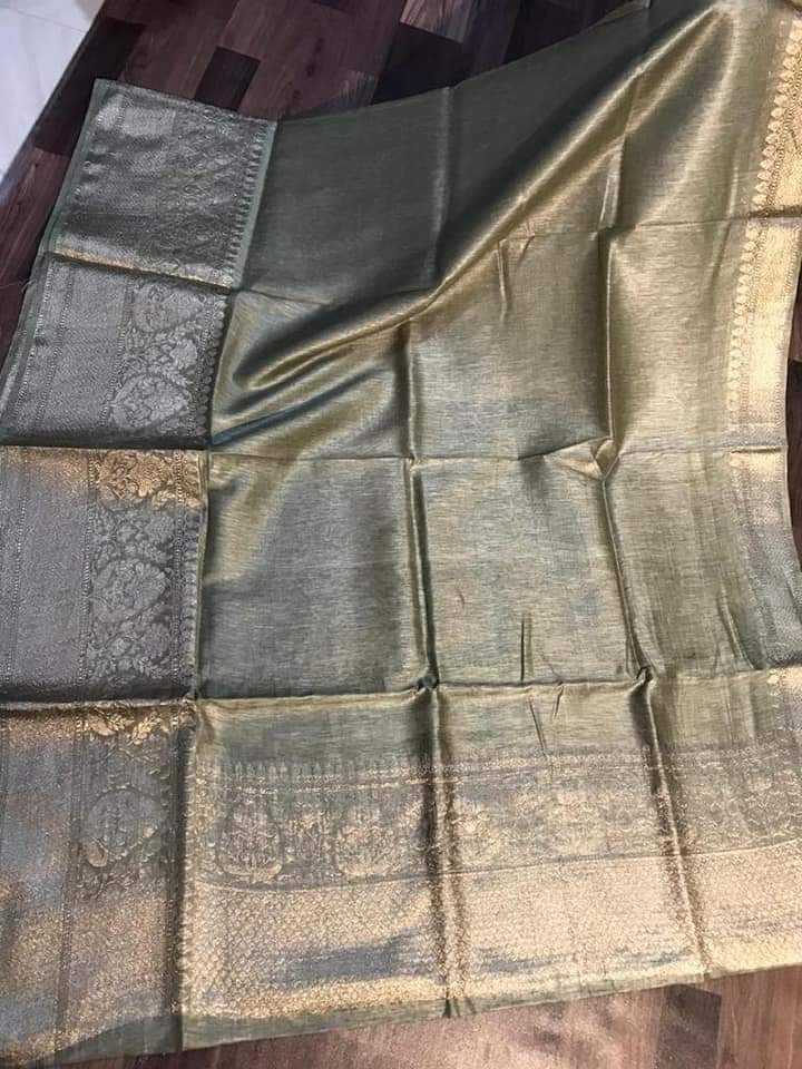Silk Linen Banrasi Brocade Weaving Handloom Saree with Blouse