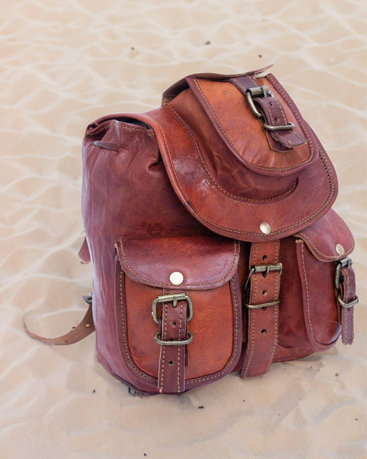 Indiehaat | Pure Camel Leather Back Pack Brown Color