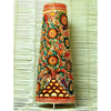 Indiehaat | Flower Kalamkari Handpainted Standing Round Leather Lamp | 26 Inch