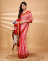 ILKAL Handloom Cotton Silk Saree Coral Pink Color with running blouse - IndieHaat