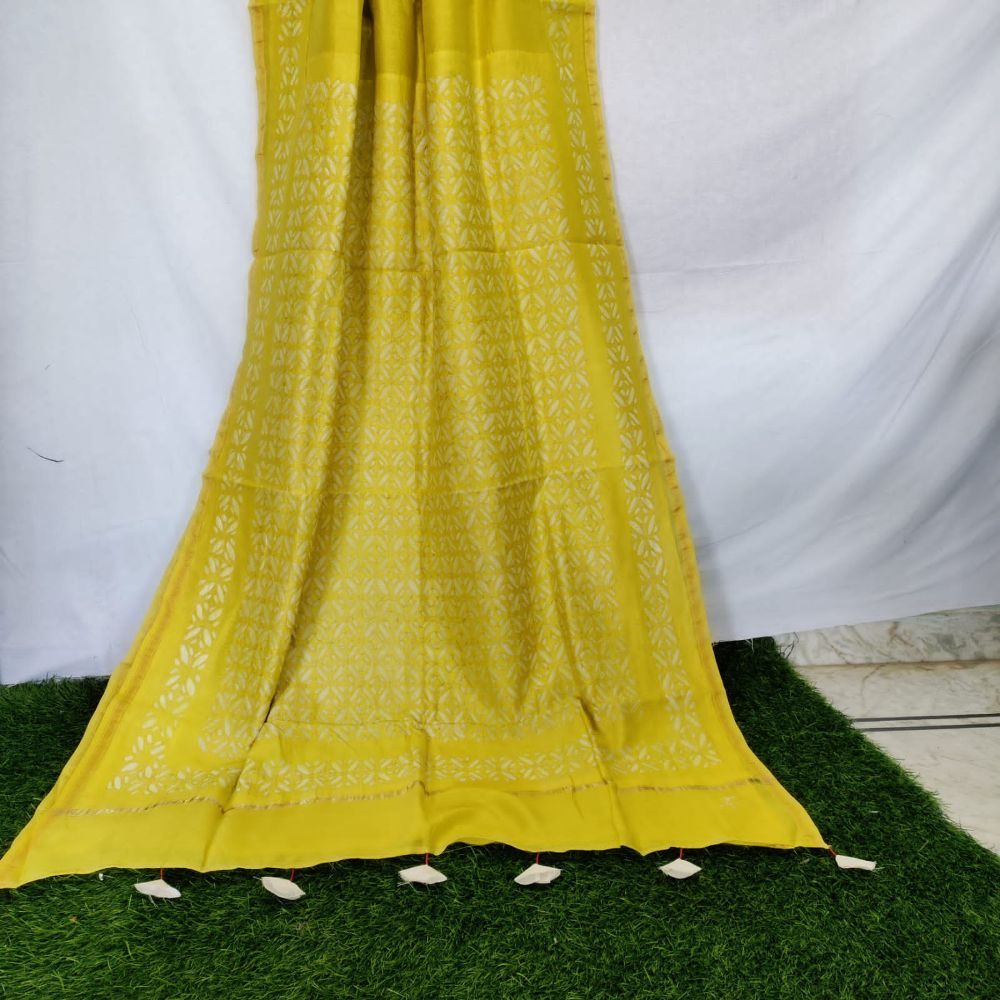 Chanderi Silk Saree with blouse Hand Applique Work