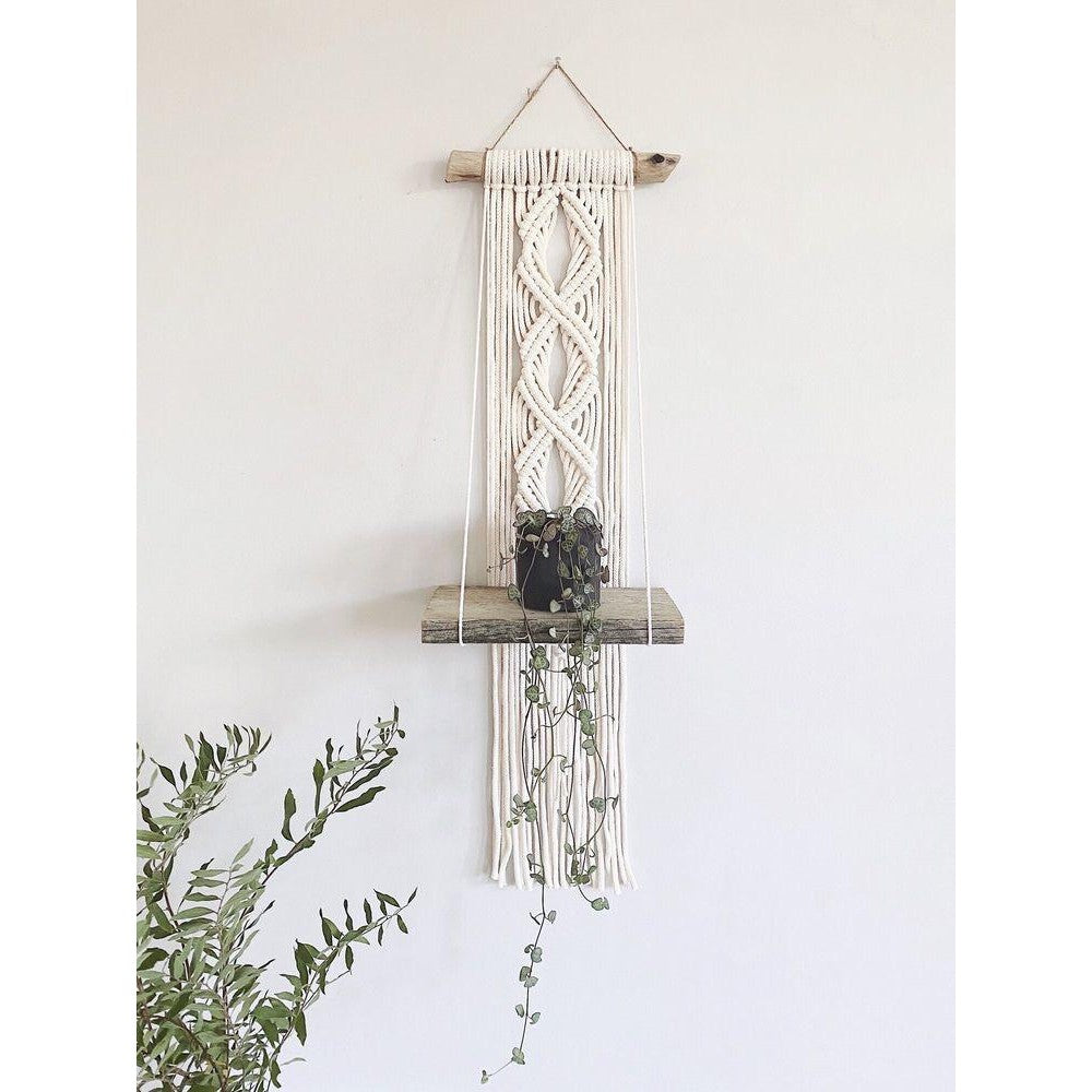 Macrame Plant White Hanger With Wood

Wooden Size 10X5, Length 30"-Indiehaat