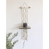 Macrame Plant White Hanger With WoodWooden Size 10X5, Length 30"-Indiehaat