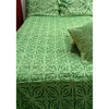 Handcrafted Green Aplique Work King Size Double Bed Cover (7.5 Ft X 9 Ft)With 2 Pllow Covers And 2 Cushion Covers-Indiehaat