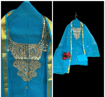 Kota Doria Suit IntricateDesign 13% Off - IndieHaat