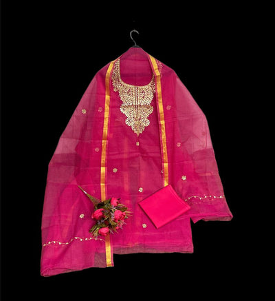 Kota Doria Suit Embroidery 13% Off - IndieHaat