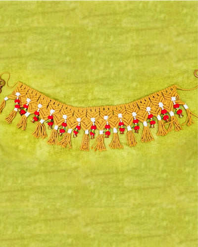Macrame Handmade Toran with Parrot/Bell Decoration Brown Color-Indiehaat