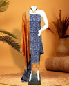 Katan Silk Suits Indigo Blue Color Batik Print - IndieHaat