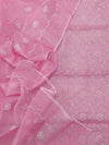 Kota Doria Embroidery Work Suit Material Puce Pink Colour Top+Bottom+Dupatta-Indiehaat