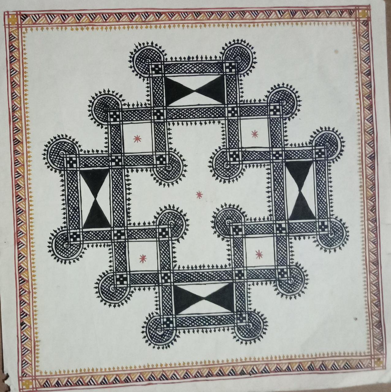 Chittara 16 Lamps Aarti Chitra Painting by bamboo thread art without