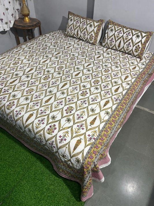 Cotton King Size Double Bedsheet (Size: 90" x 108") - IndieHaat Light Beige Color with 2 Pillow Cover (Size: 18" x 27") - IndieHaat
