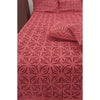 Handcrafted Red Aplique Work King Size Double Bed Cover (7.5 Ft X 9 Ft)With 2 Pllow Covers And 2 Cushion Covers-Indiehaat