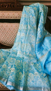 Kota Linen Saree Embroidered Blue 5% Off - IndieHaat