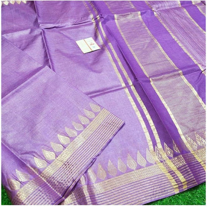 Handcrafted Kota Silk Purple Saree Jacquard Weaves with Blouse-Indiehaat