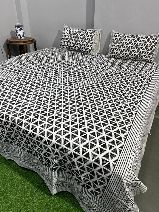 Cotton King Size Double Bedsheet (Size: 90" x 108") - IndieHaat Bright Grey Color with 2 Pillow Cover (Size: 18" x 27") - IndieHaat