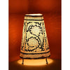 Indiehaat | Flower Kalamkari Handpainted Standing Round Leather Lamp | 9 Inch