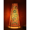 Indiehaat | Flower Kalamkari Handpainted Standing Round Leather Lamp | 17 Inch