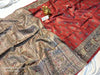 Tussar Silk Saree Handblock Print Red 23% Off - IndieHaat