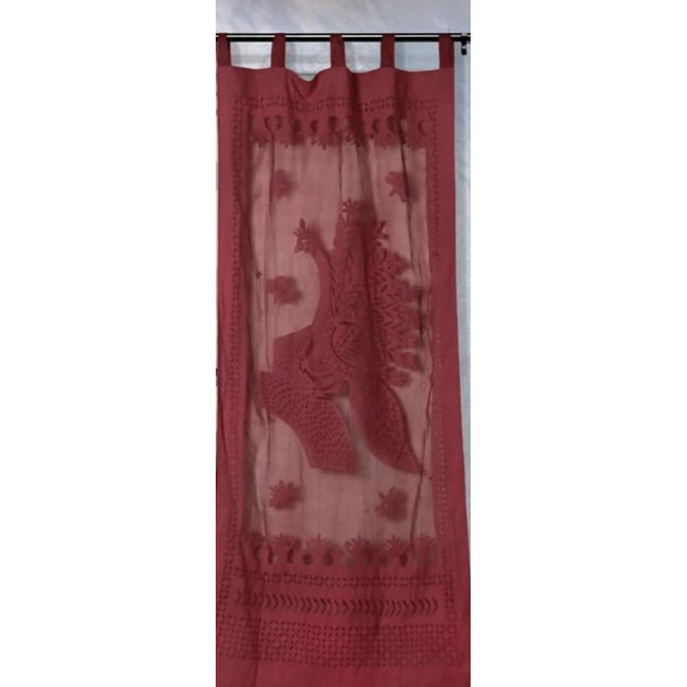 Applique Work Wall Hanging Maroon Curtain
Size - 44"X84" (3.5 X 7 Ft)-Indiehaat