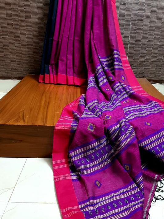 IndieHaat|Cotton Saree Handloom Purple 14% Off