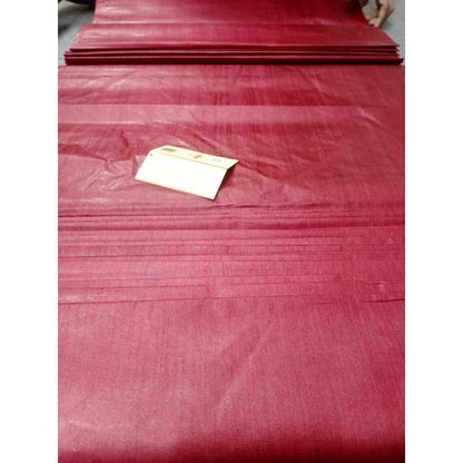 Silk Mark Certified Pure Tussar Silk Red Fabric- Indiehaat