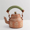 Rajasthani Handpainted Brown and Green Metal Kettles-Indiehaat