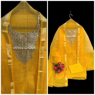 Kota Doria Suit Embroidery 13% Off - IndieHaat