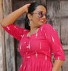 IndieHaat|Pure Cotton Dress Ikkat Design Pink 25% Off